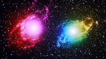 Poster - A pair of vibrant stars shining brightly in the night sky, perfect for astronomy or space-themed projects