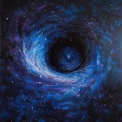 Poster - A black hole is depicted with stars and celestial bodies in the background, representing a cosmic scene