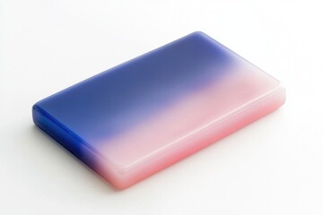 Poster - A pink and blue soap bar placed on a white surface, ideal for use in beauty or personal care advertising
