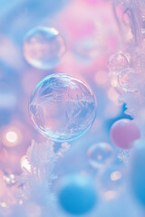 Poster - Colorful bubbles float above a festive background