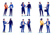 © Knut - People handshake collection - Set of vector illustrations with businesspeople shaking hands in office or at work over business agreement, deal and cooperation. Flat design with white background