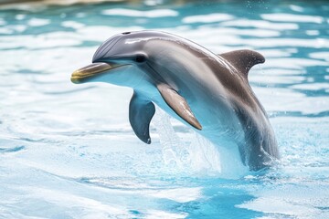Poster - A dolphin leaping out of the ocean, creating a splash