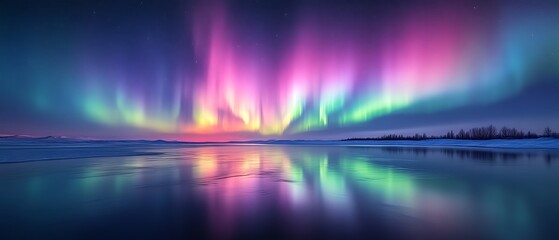 vibrant aurora borealis reflected in calm water. (1)