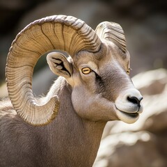 Aufkleber - A detailed view of a ram's head, featuring impressive horns