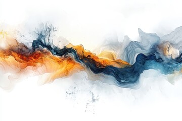 Leinwandbilder - a painting of a wave of water with orange and blue colors