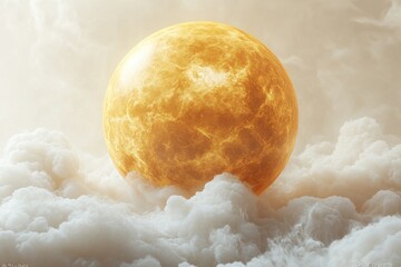 Poster - A big yellow ball floating in the clouds, great for weather or sky-themed illustrations