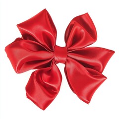 Poster - A big bright red bow on a clean white surface, ideal for gift wrapping or crafting