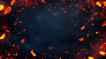 Poster - Glowing Embers Falling Against Dark Background