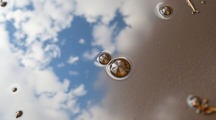 Poster - Abstract sky reflection in oil droplets