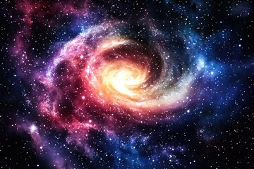 Poster - A stunning image of a spiral galaxy with stars shining bright in the background, perfect for astronomy and space-themed projects