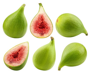 Wall Mural - green fig isolated on white background, full depth of field