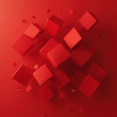 Aufkleber - Abstract 3D Red Cubes Background