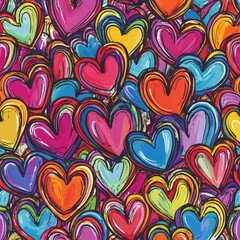 Poster - A vibrant image featuring numerous colorful hearts on a dark background, suitable for romantic or celebratory purposes
