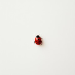 Poster - A ladybug perched on a smooth white background