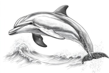 Poster - a dolphin leaps out of the ocean in a dynamic pose