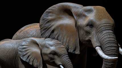 Poster - A pair of adult elephants standing side by side in a natural environment