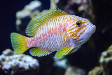 Poster - A close-up view of a fish swimming in an aquarium