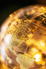 Poster - A detailed view of a transparent globe showing a world map