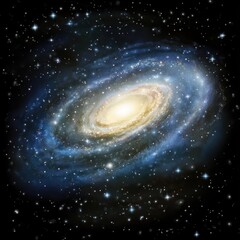 Poster - A spiral galaxy with stars in the background, ideal for space-themed projects