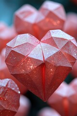 Poster - A decorative arrangement of red paper hearts forming a heart shape, ideal for Valentine's Day or romantic decorations