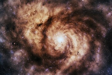 Poster - A majestic spiral galaxy visible in the night sky, with stars and clouds surrounding it