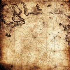 Poster - A vintage-style world map in sepia tone
