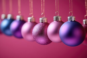Poster - Hanging Christmas ornaments on a string decoration