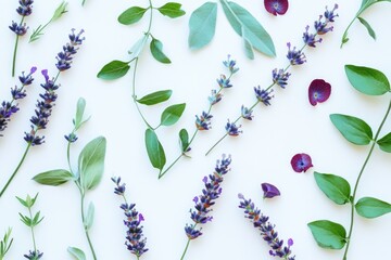 Poster - Close-up shot of a bouquet of purple flowers on a white background