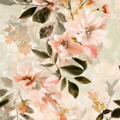 Poster - A painting of a bunch of flowers on a wall, suitable for home decor or office setting