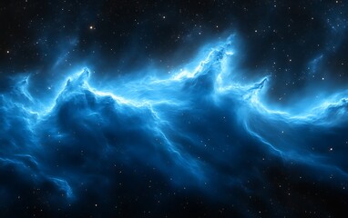 glowing blue nebula in space. (1)
