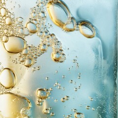 Poster - A close-up view of air bubbles rising through water in a glass