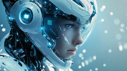 Poster - Contemporary design trends showcasing a futuristic humanoid robot. Generative AI
