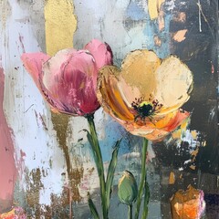 Poster - A pair of colorful flowers placed in a decorative vase