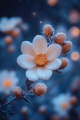 Poster - A close-up shot of a flower with water droplets glistening on its petals