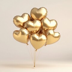 Aufkleber - A cluster of golden heart-shaped balloons for various celebrations and events