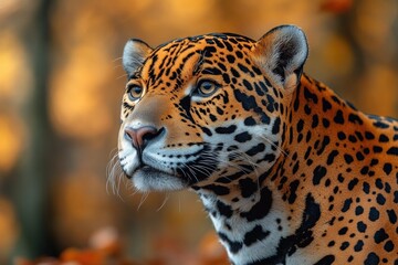 Poster - Close-up shot of a leopard in a forest environment