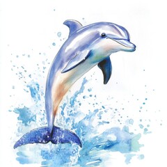 Wall Mural - A dolphin leaps out of the ocean, capturing its moment in mid-air