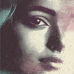 Poster - A close-up shot of a woman's face with a blurred background, ideal for use in portraits or personal stories