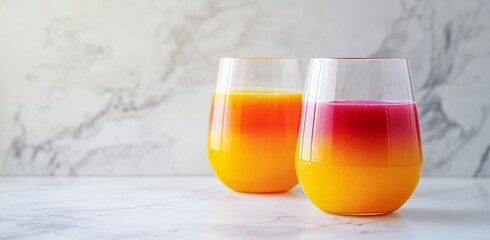 A revitalizing mix of colorful fruit smoothies served in glasses