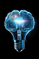 Aufkleber - Creative concept of a brain inside a light bulb
