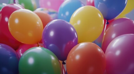 Aufkleber - A bunch of colorful balloons floating in the air, perfect for party decoration or marketing material