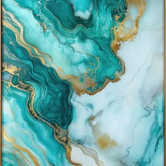 Poster - A close-up shot of a painting featuring gold and green colors