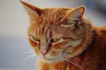 Aufkleber - A close-up shot of a domestic cat's face showing its striking green eyes