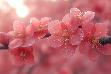 Aufkleber - A close-up shot of a flower with water droplets glistening on its surface
