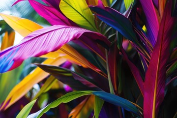 Poster - Close-up view of a plant's colorful leaves, ideal for illustrations and designs