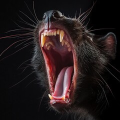 Poster - Close-up shot of a cat's mouth open, ready to pounce