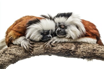 Poster - Two monkeys resting on a tree branch, surrounded by lush greenery