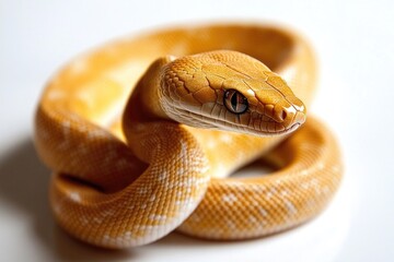 Poster - A close-up shot of a snake's head on a white background, ideal for use in editorial or educational contexts