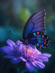 Poster - Butterfly on Purple Flower