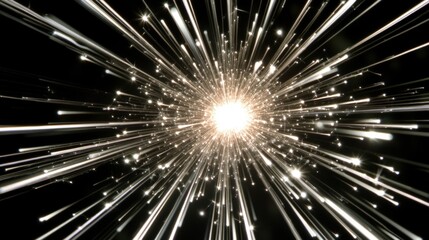 Poster - A stylized representation of a star bursting in shades of gray